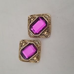 Vintage Retro Gold & Purple earrings